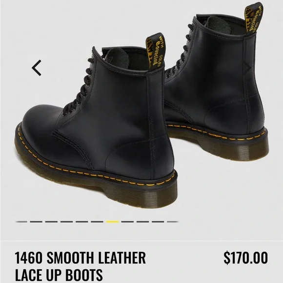 Dr. Martens 1460 Black Smooth Leather Combat Boot - Size Women’s 8, Men’s 7 - Picture 10 of 16